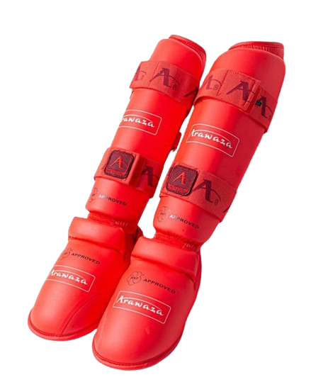 Espinilleras con Empeineras Rojas Aprobadas