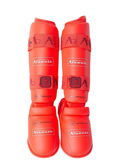 Espinilleras con Empeineras Rojas Aprobadas